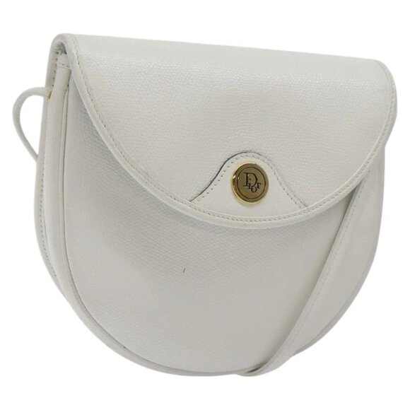Christian Dior Shoulder Bag Leather White Gold Auth BA1797 - Picture 1 of 15